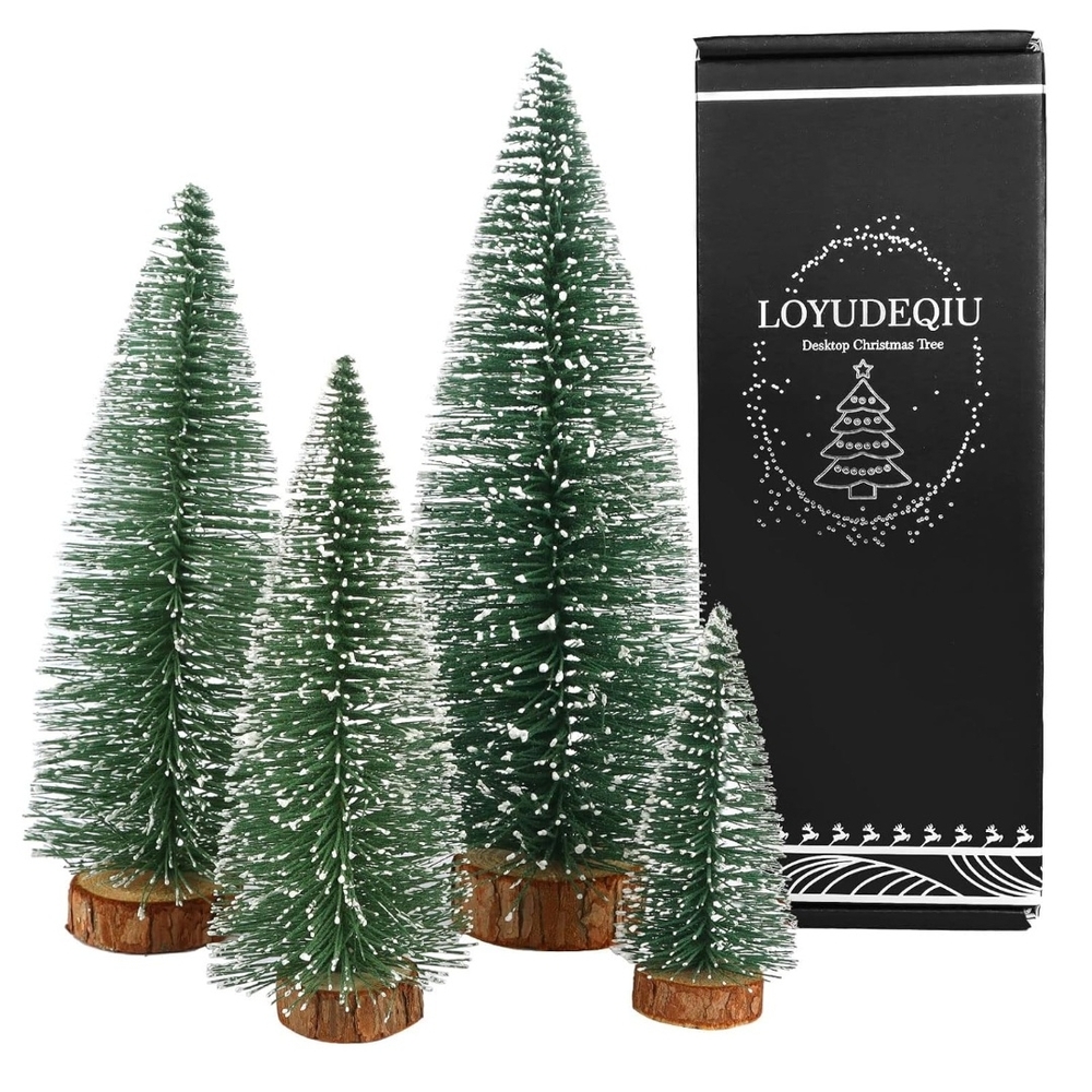 Festive Green Mini Christmas Tree Set of 4